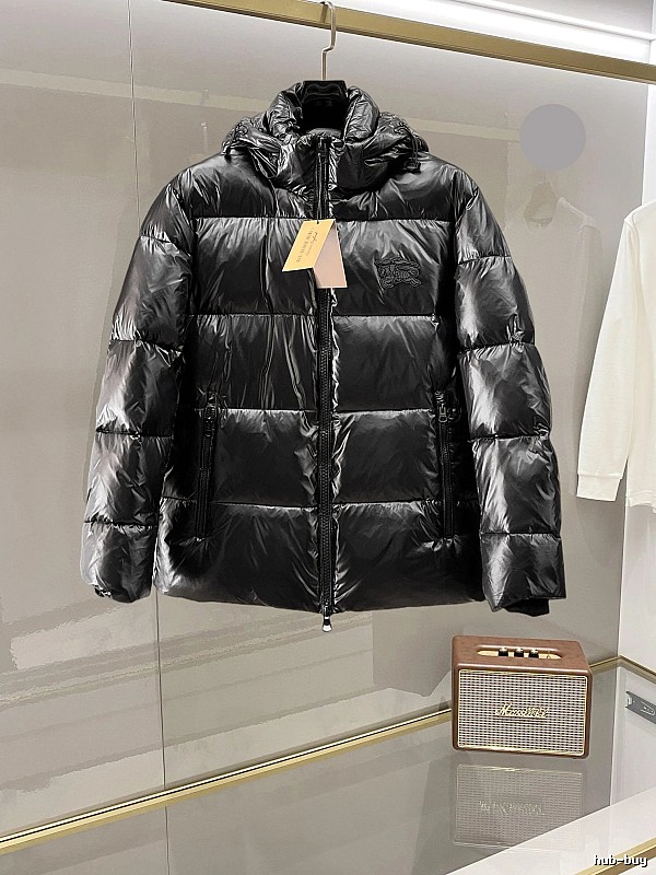 Black Hooded Glossy Glossy Puffer Jacket by Moncler