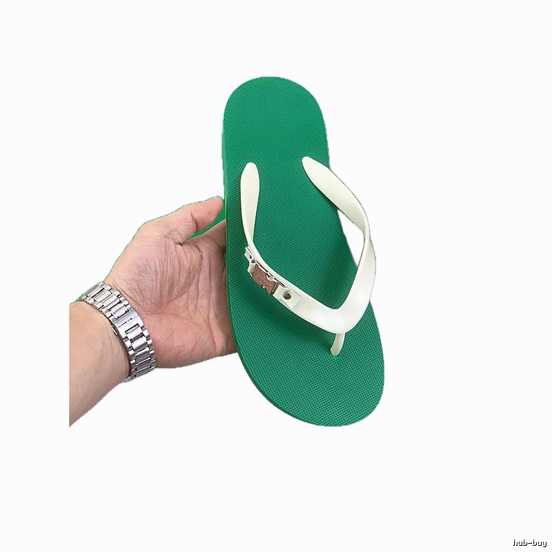 BOTTEGA VENETA Minimalist Style Green and White Colorblock Flip-Flops
