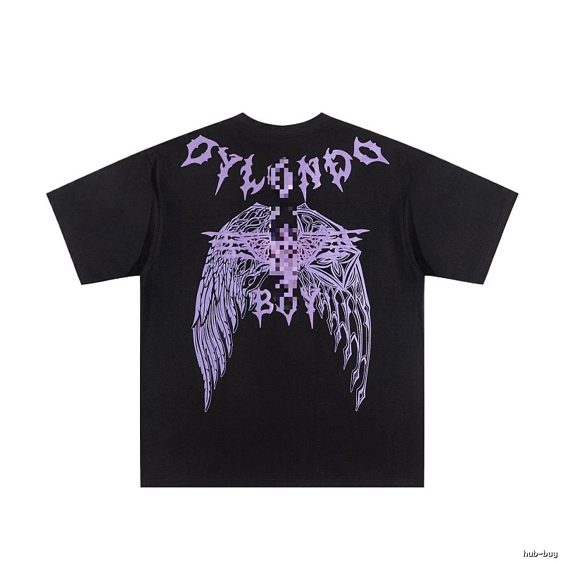 BOY Gothic Wing Print Black Short-sleeve T-shirt