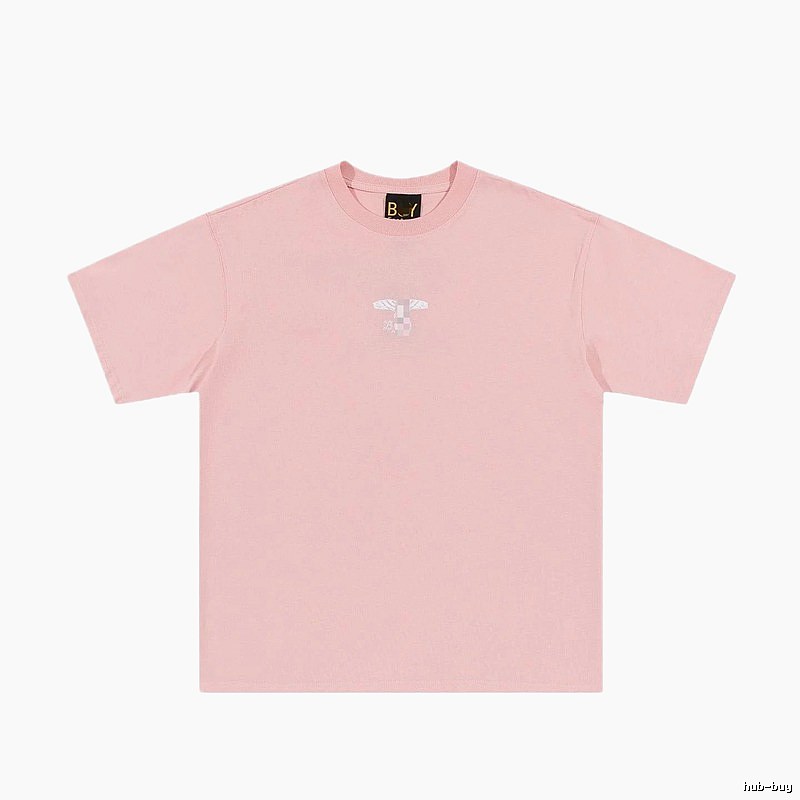 BOY Wing Print Street-style Pink Short Sleeve T-Shirt