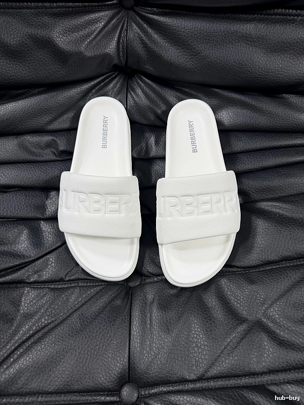 Burberry Embossed Minimalist Style White Slides