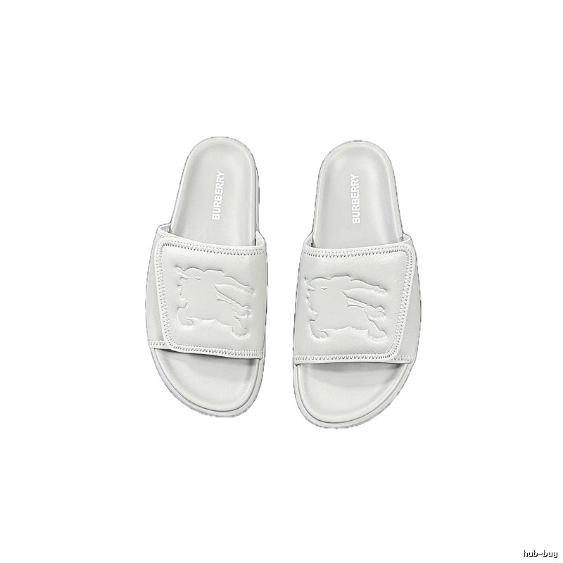 Burberry Equestrian Knight Collection Minimalist Style Light Grey Slide Sandals