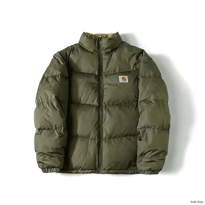 Carhartt workwear style olive green cotton-padded jacket