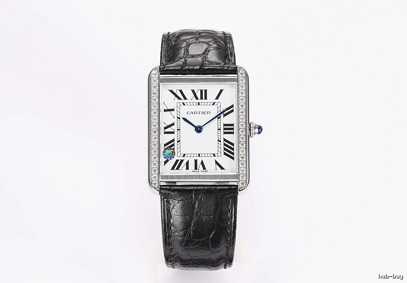 Cartier Tank-Style Dress Watch Travel Edit in Silver And Black