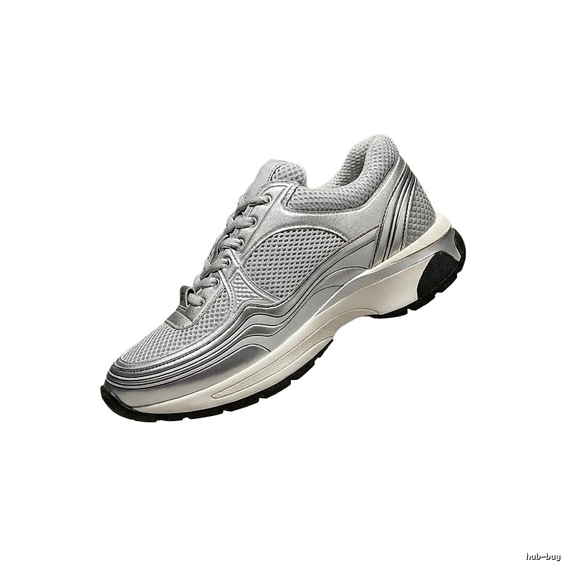 Chanel silver sporty running shoes