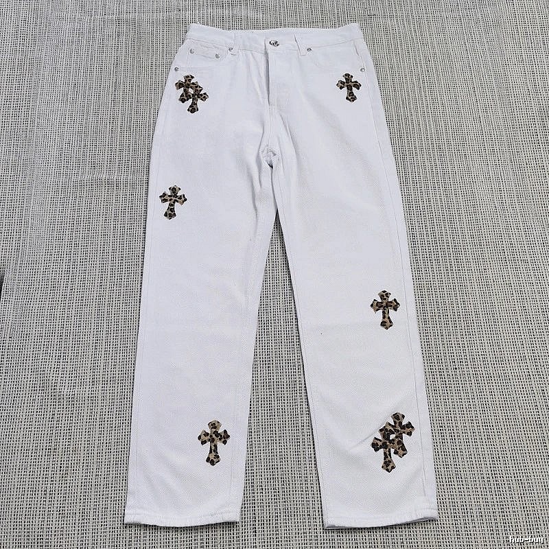 Chrome Hearts Classic Cross patch jeans White Jeans Black for Daily Styling