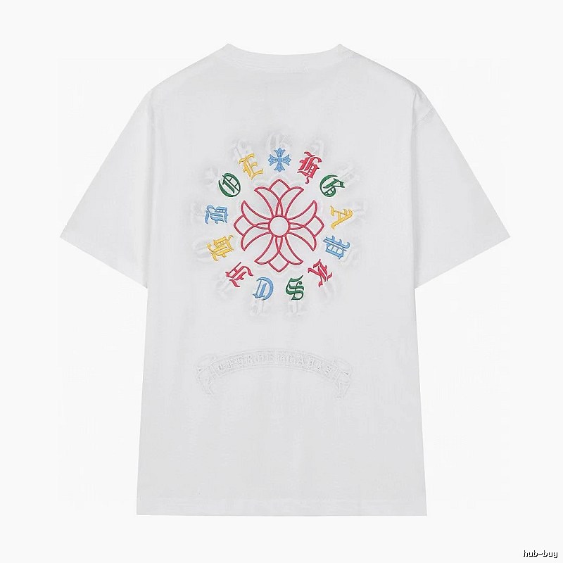 Chrome Hearts Colorful Embroidered Street Style White T-Shirt