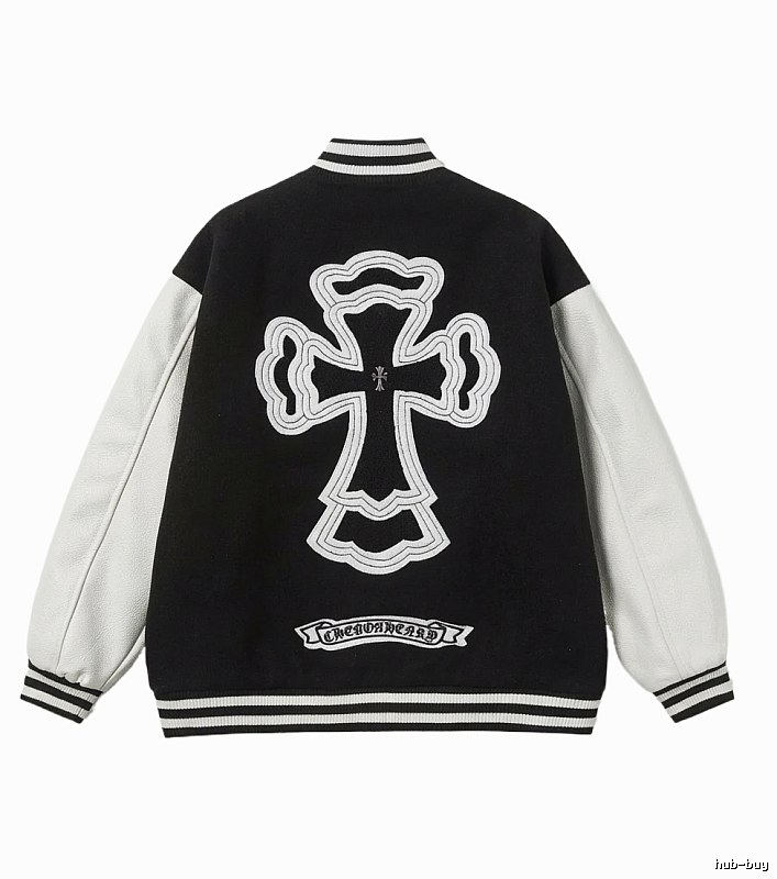 Chrome Hearts Cross Black and White Baseball Jacket