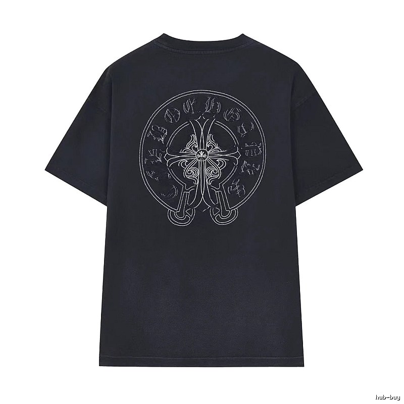 Chrome Hearts Cross Embroidered Street Style Black T-Shirt