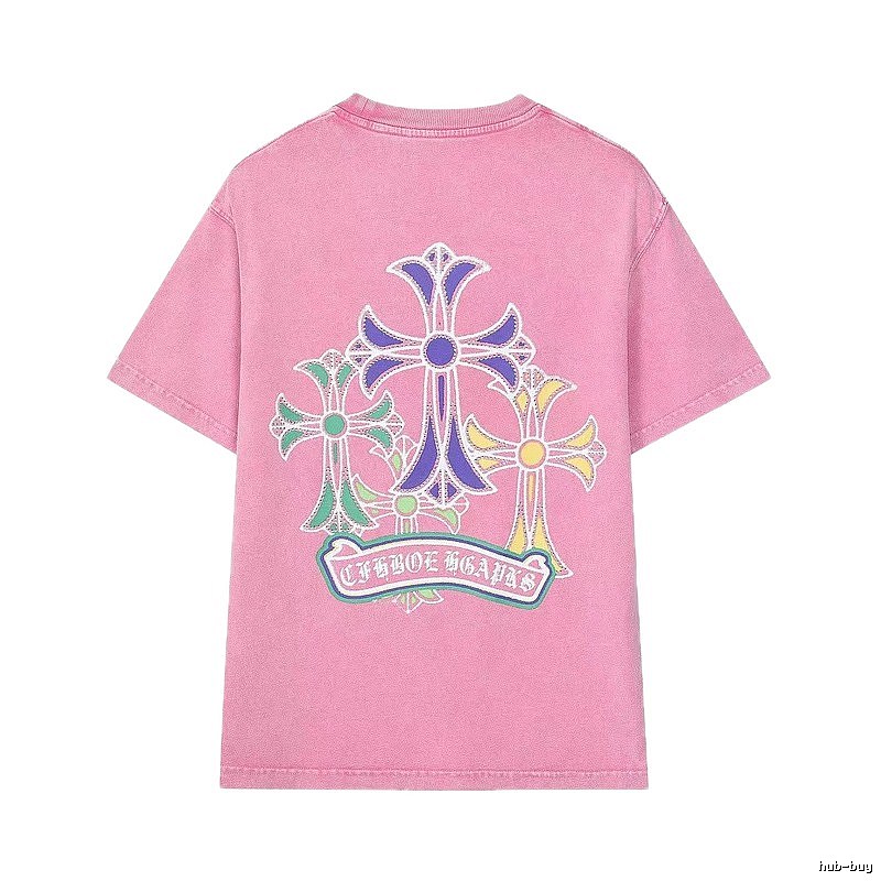 Chrome Hearts Cross Print Vintage-style Pink T-Shirt