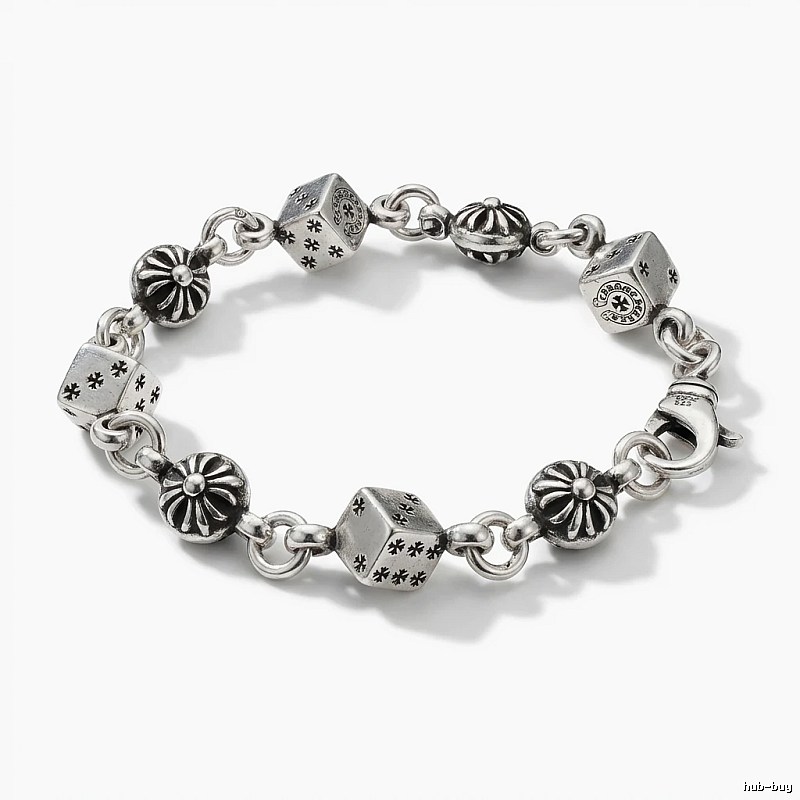 Chrome Hearts Dice Retro Style Silver Bracelet