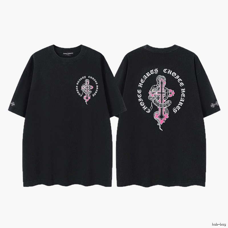 Chrome Hearts Gothic Style Snake & Cross Black Short-Sleeve T-Shirt