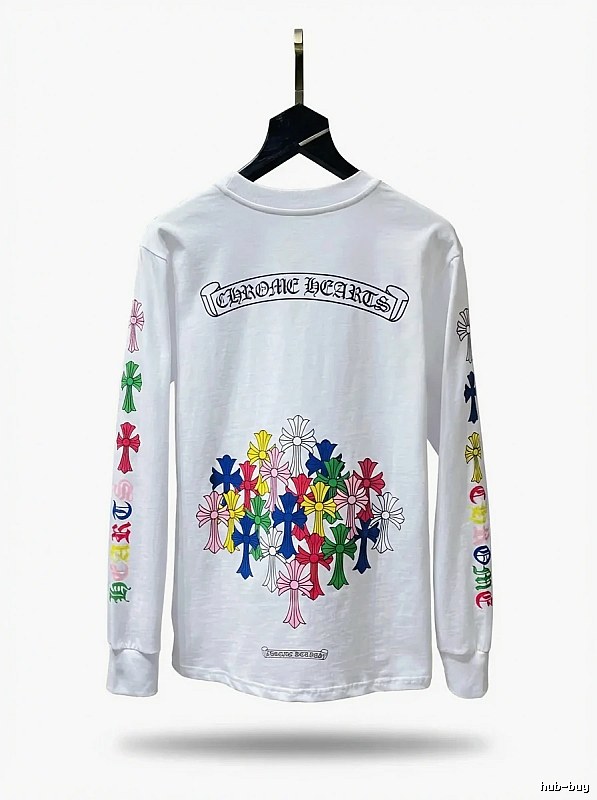 Chrome Hearts Long-sleeved White T-shirt with Colorful Print