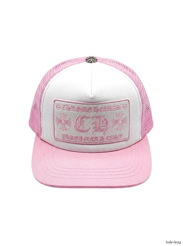 Chrome Hearts Pink and White Patchwork Trendy Hat