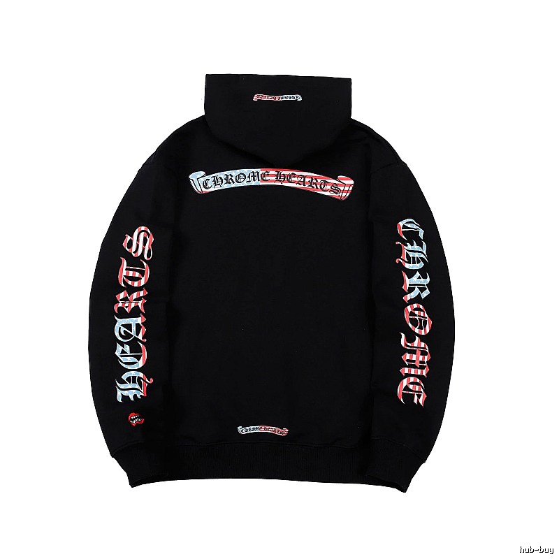 Chrome Hearts Relaxed Cross graphic hoodie Black Blue Cross with Designer-Inspired Detail