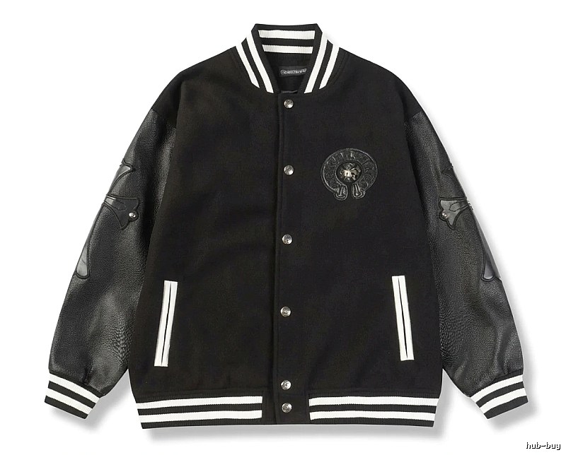 Chrome Hearts retro-style black baseball uniform.