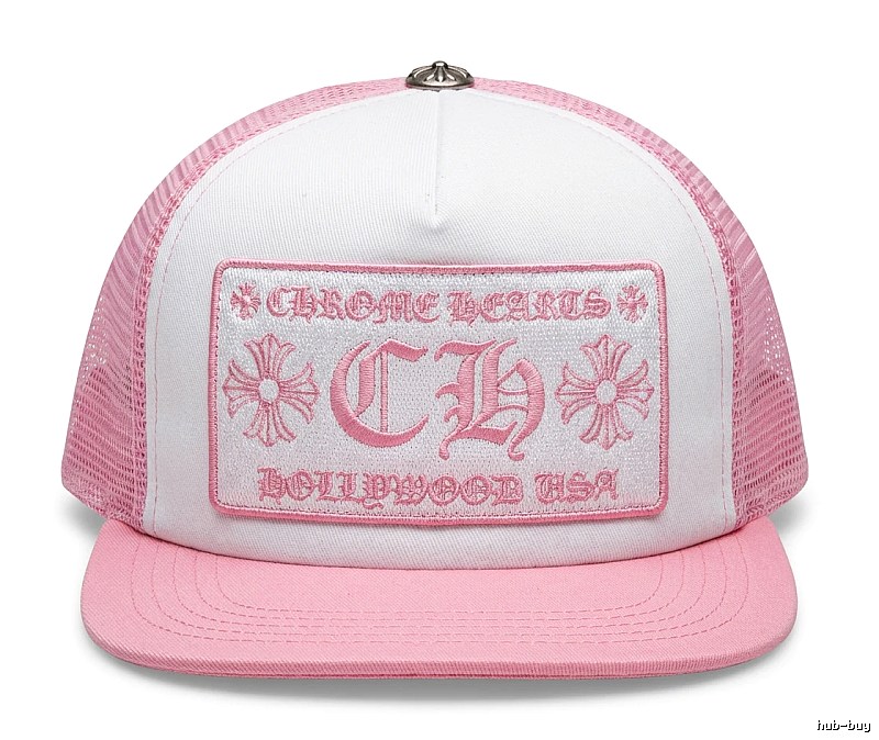 Chrome Hearts Retro Style Pink and White Hat