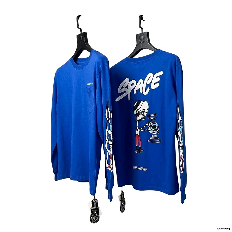 Chrome Hearts Space Blue Trendy Long-sleeve Shirt
