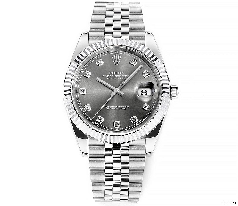 Collector Rolex Datejust Automatic Watch with gray diamond-marker dial