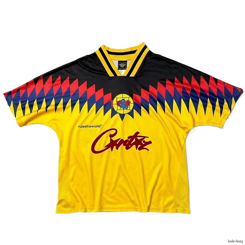 Corteiz sporty yellow and black short-sleeved shirt