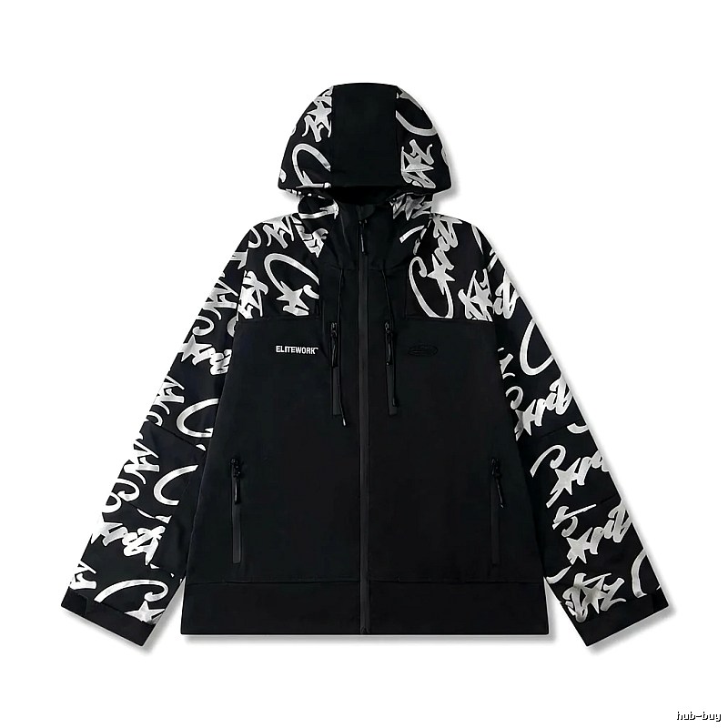 Corteiz trendy black and white coat