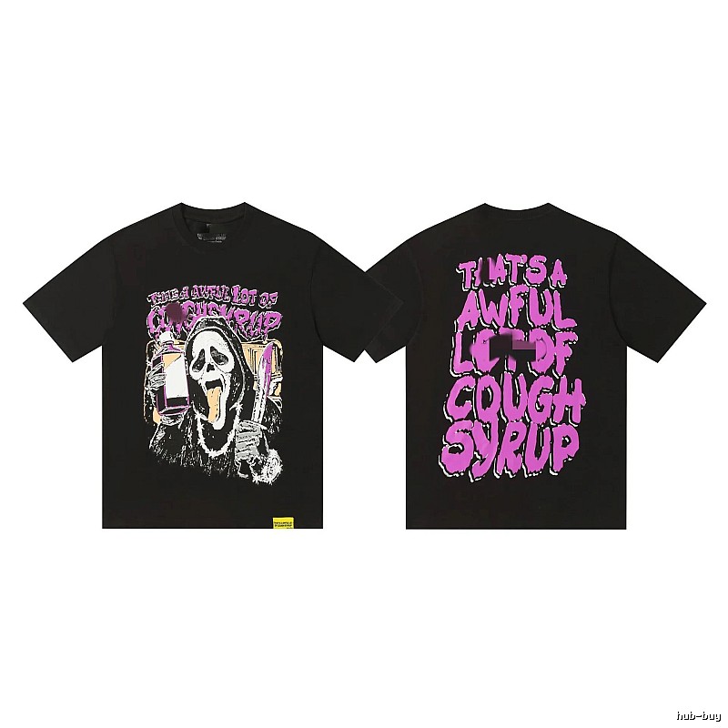 COUGH SYRUP Grimace Print Street Style Black T-Shirt