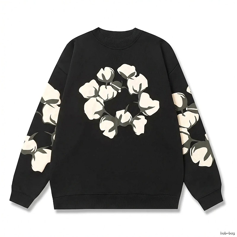 DENIM TEARS Cotton Printed Black Sweatshirt
