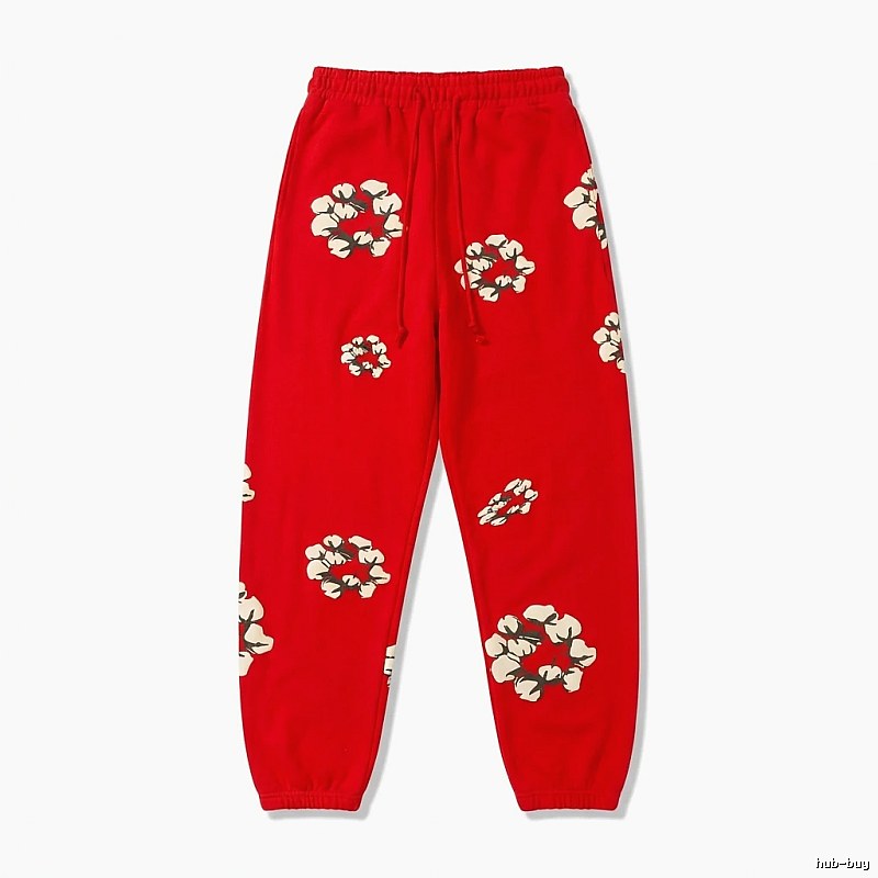 DENIM TEARS Floral Style Red Sweatpants