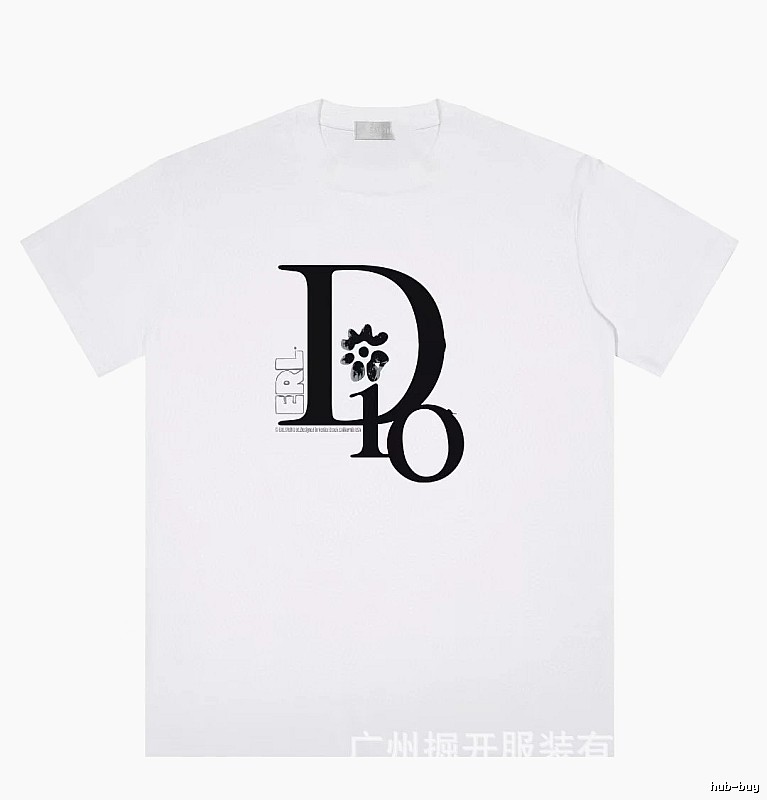 Dior Co-branded Trendy Style Printed White T-Shirt