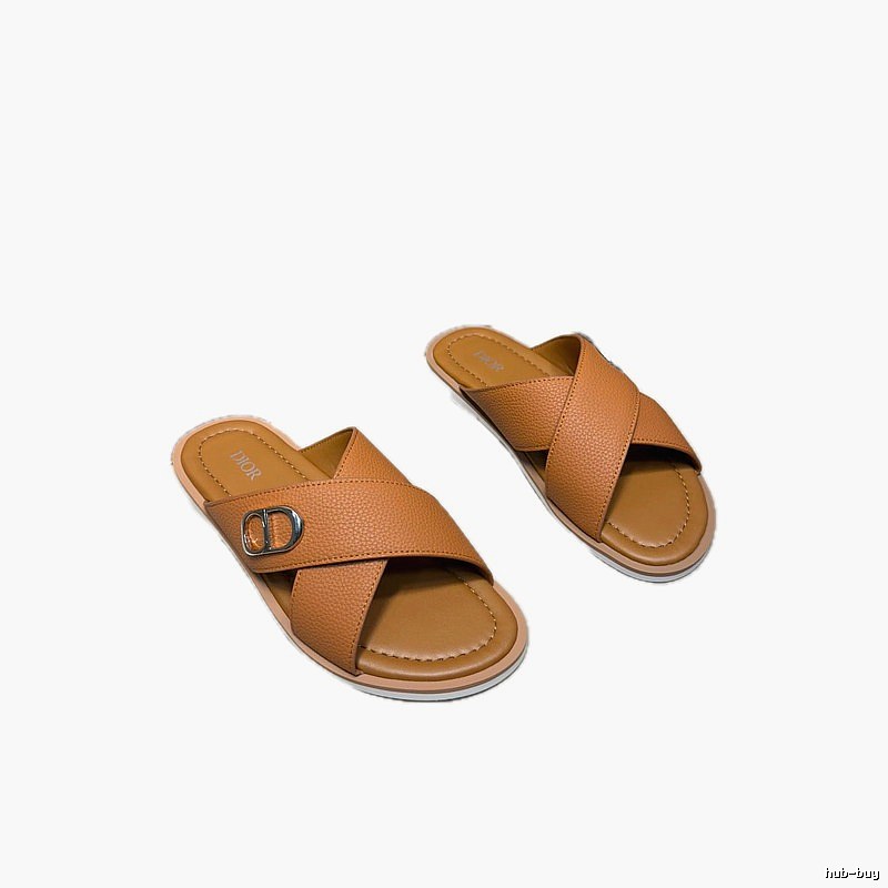 Dior Cross-Strap Casual Caramel Slides