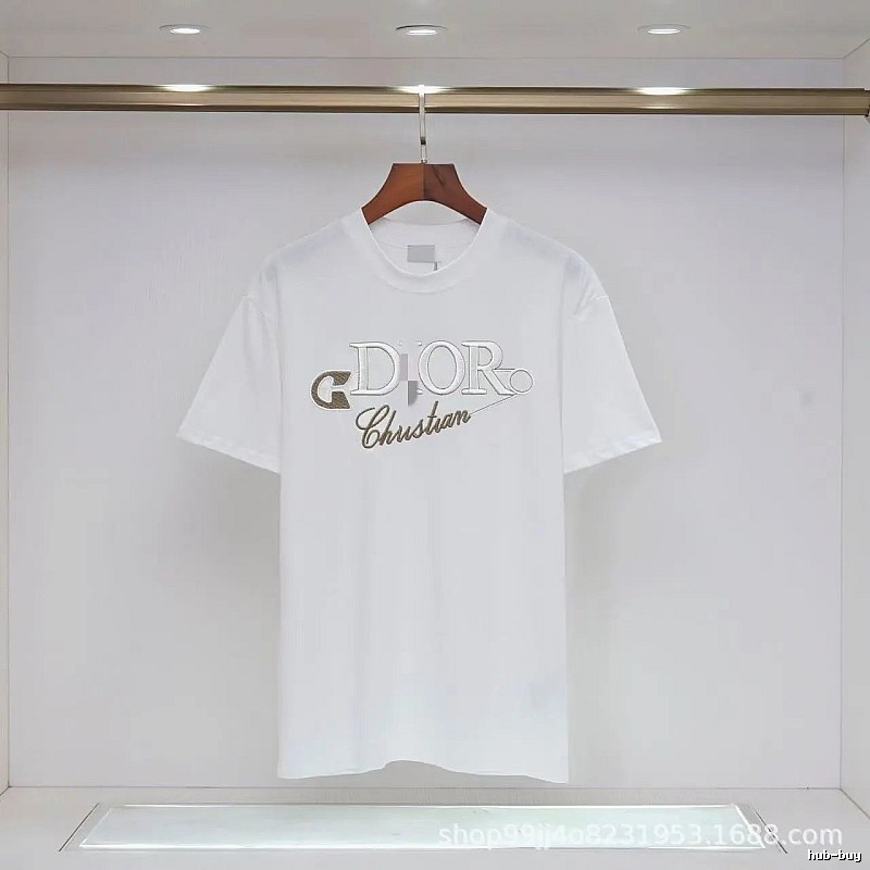 Dior Embroidered Light Luxury Style White Short-sleeve T-shirt