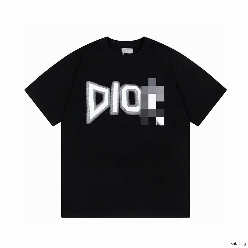 Dior Flocked Letter Street Style Black T-Shirt