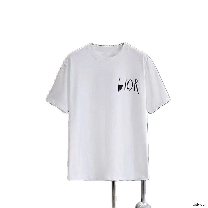 Dior Graffiti Casual Style White Short-sleeve T-shirt