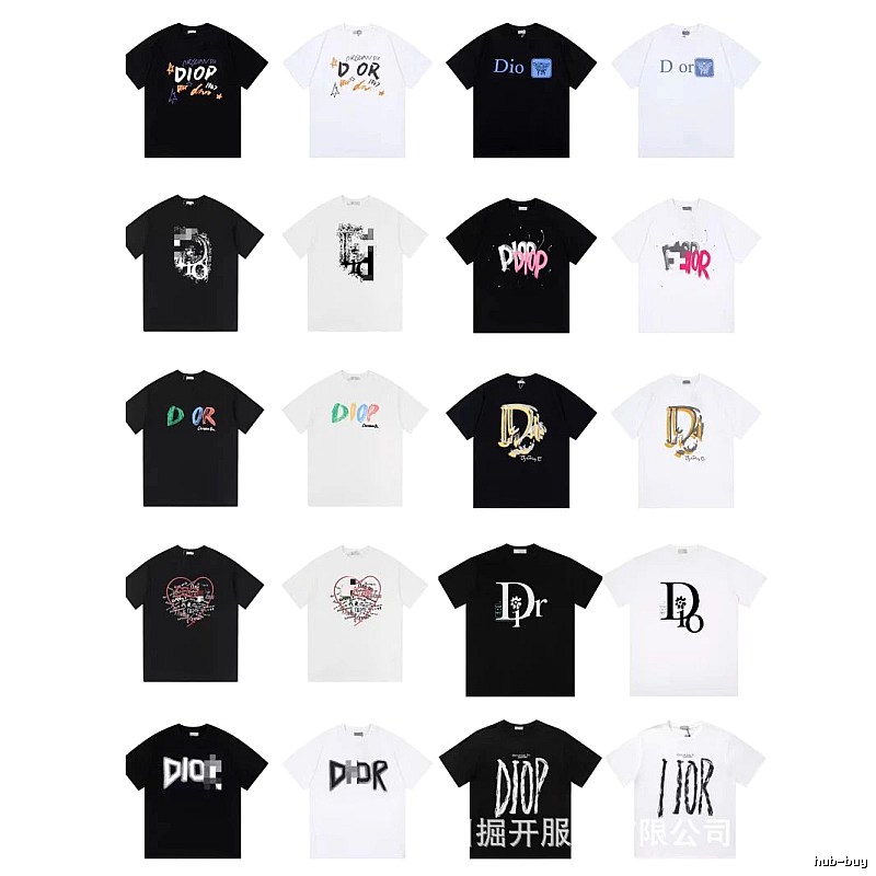 Dior Graffiti Cool & Trendy Style Black and White Short-sleeve T-shirt