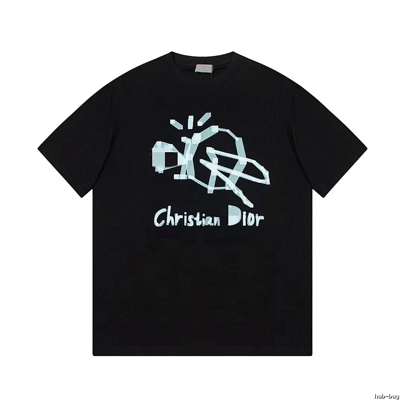 Dior Graffiti Street Style Black Short-sleeve T-shirt