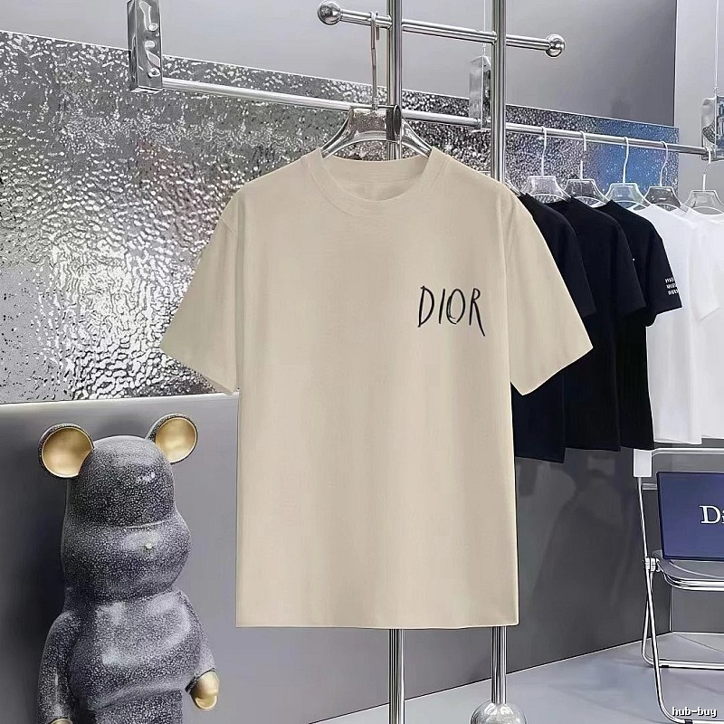 Dior Hand-painted Minimalist Off-white Casual Short-sleeve T-shirt