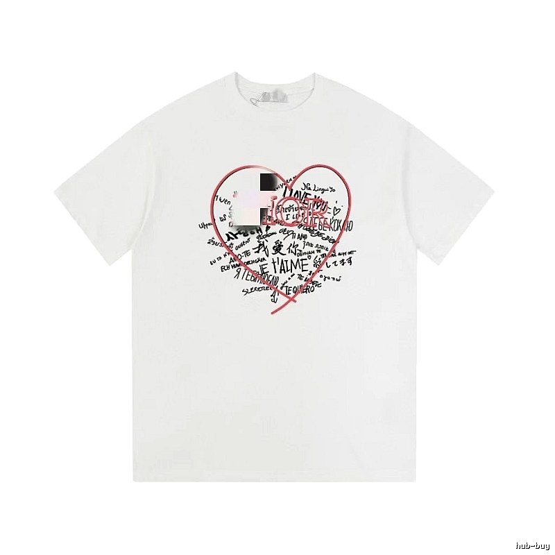Dior Heart Graffiti Trendy Style White T-Shirt