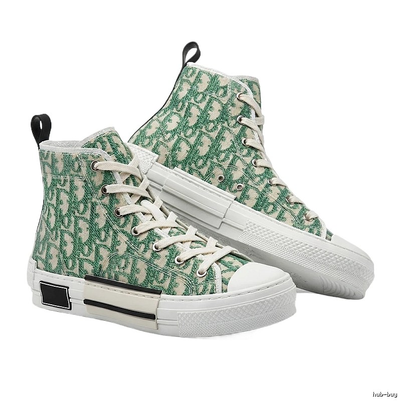 Dior high-top retro green canvas shoes
