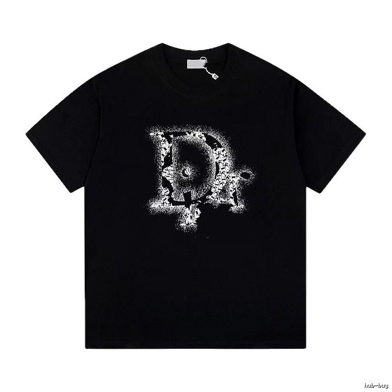 Dior Large D Print Trendy Style Black T-Shirt