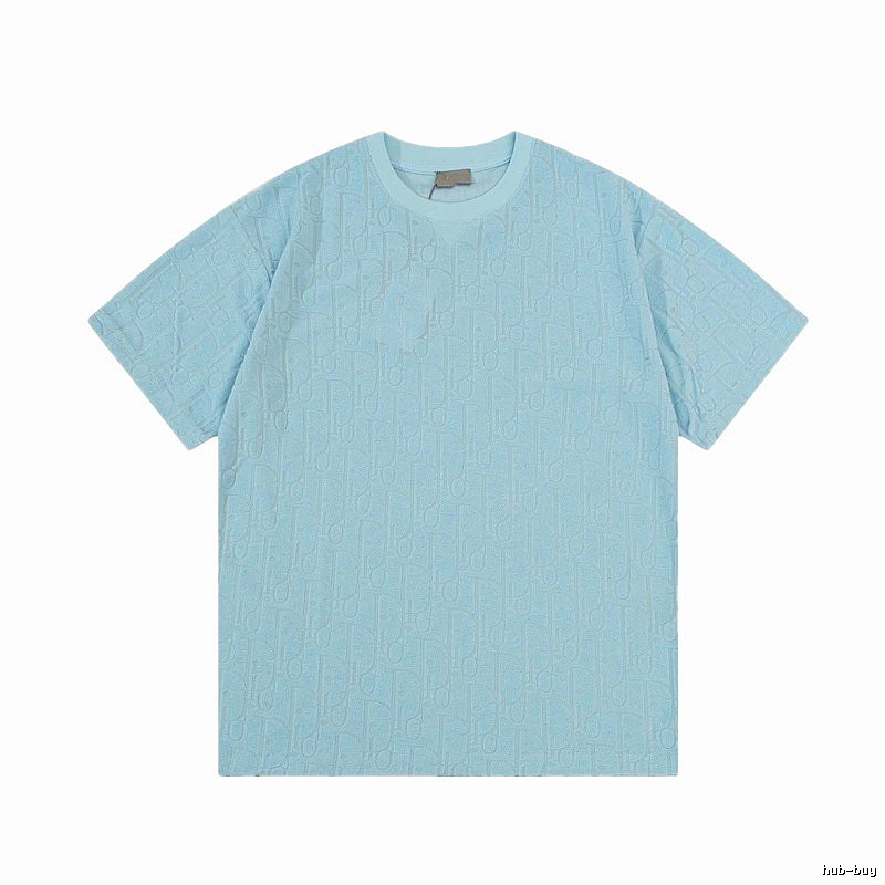 Dior Monogram All-over Print Light Luxury Style Light Blue T-Shirt