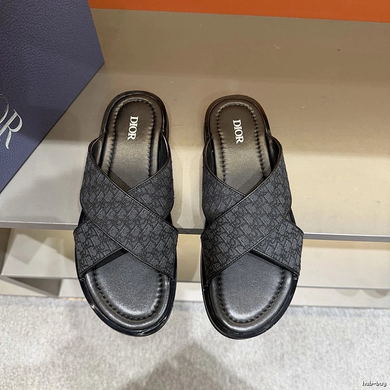 Dior Oblique Casual Style Black Slides