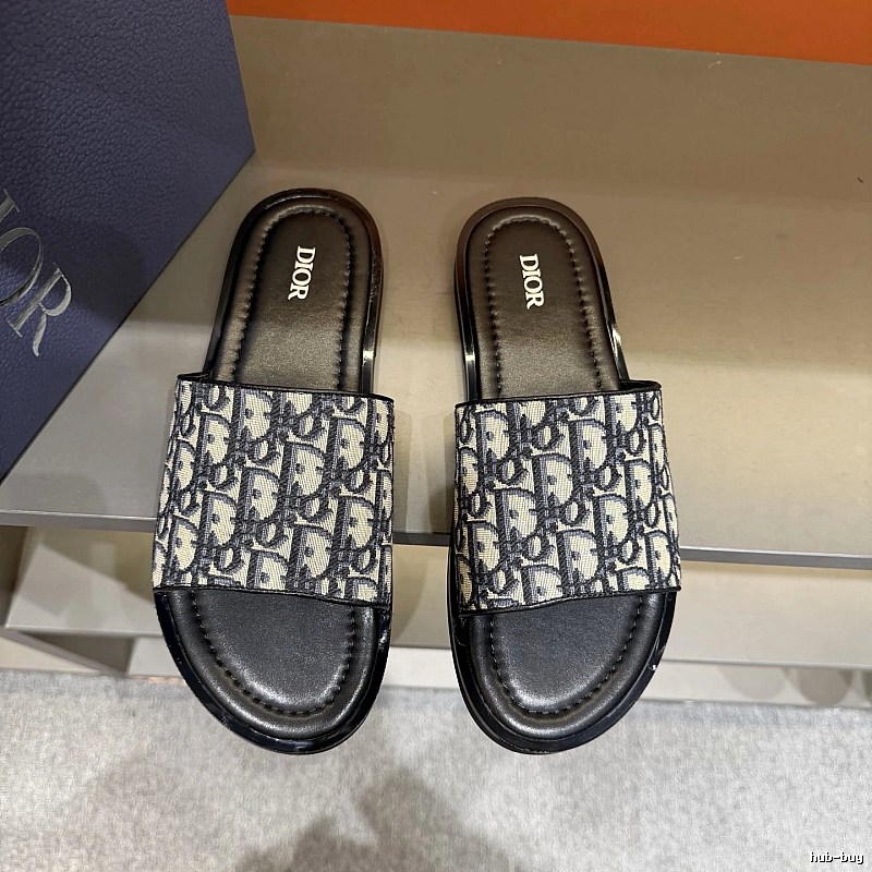 Dior Vintage Monogram Black and Grey Slides