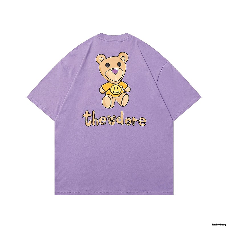 DREW Bear Print Street Style Purple T-shirt