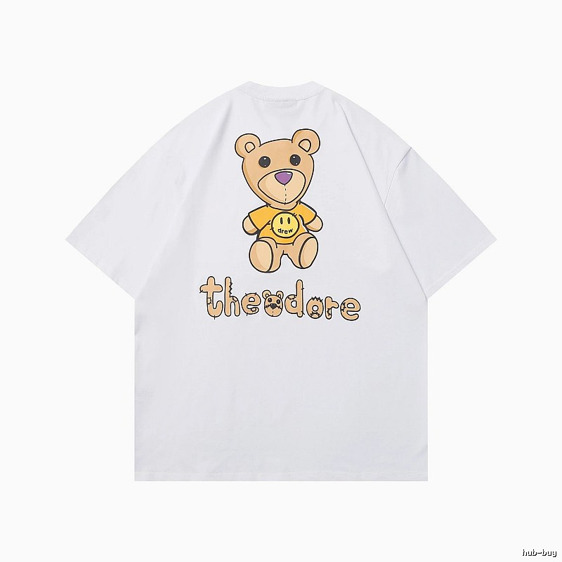 DREW Bear Print Street Style White T-shirt