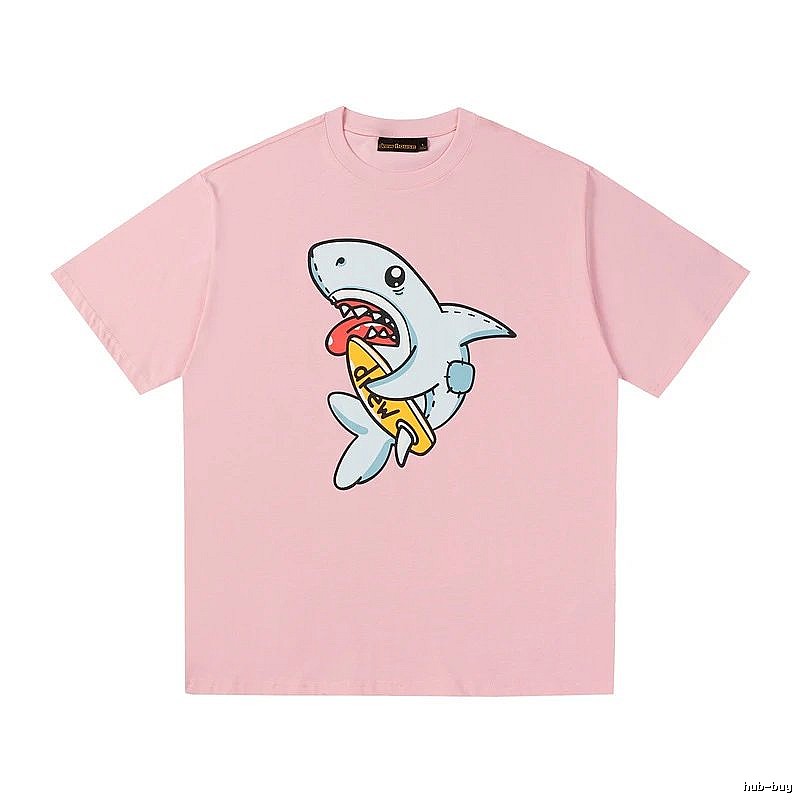 DREW Cartoon Style Shark Print Pink T-shirt