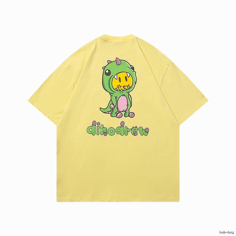 DREW Dinosaur Print Street Style Yellow Short-sleeve T-shirt