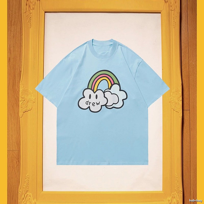 DREW Rainbow Cloud Casual Style Light Blue Short Sleeve T-Shirt