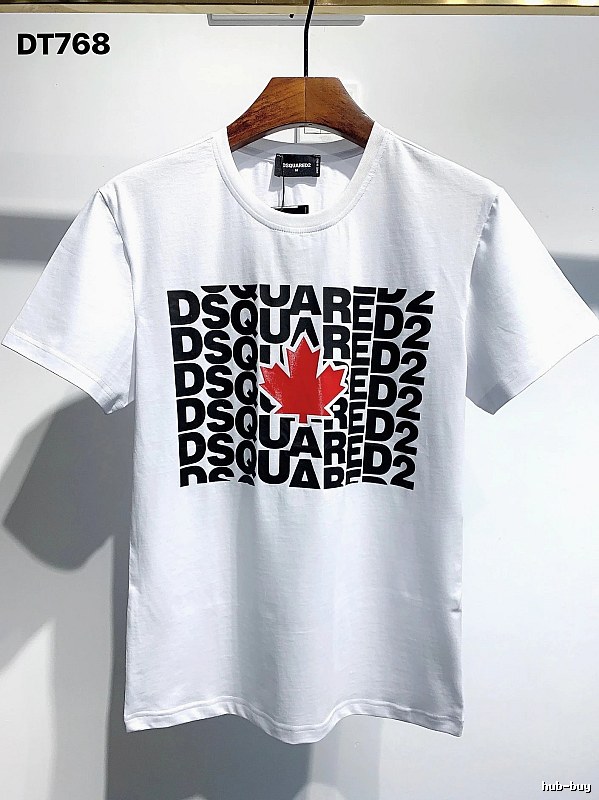 DSQ2 Maple Leaf Print Street Style White Short Sleeve T-Shirt