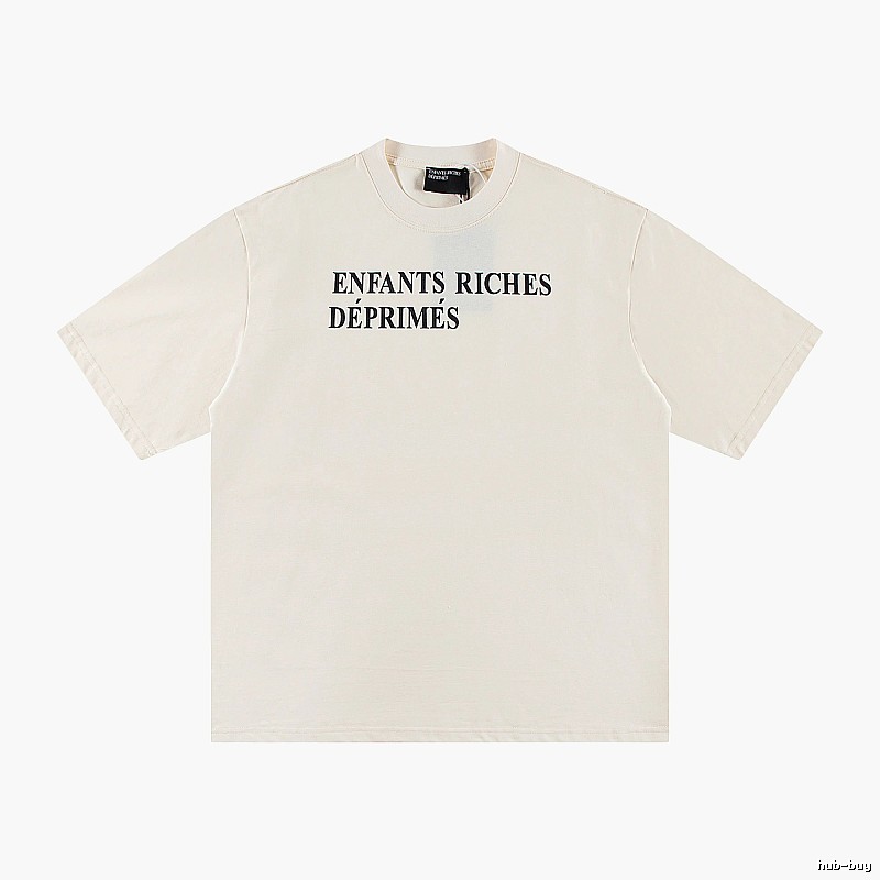 ERD Letter Print Minimalist Style Off-white Short-sleeve T-shirt