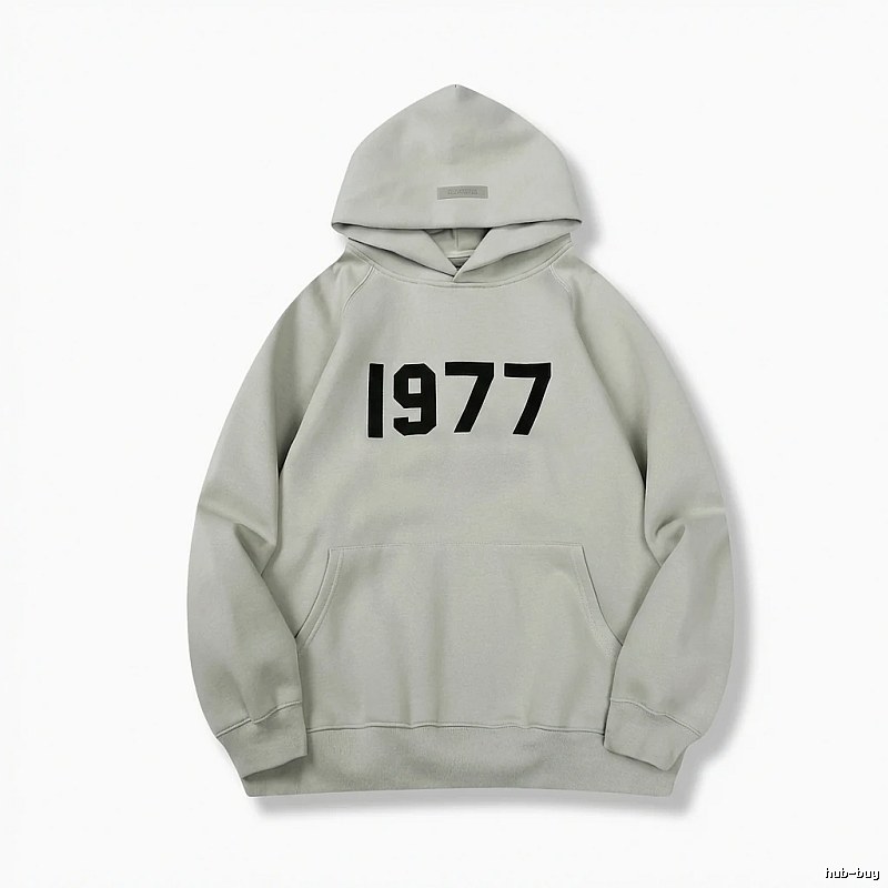 ESSENTIALS 1977 Minimalist Style Light Gray Hoodie